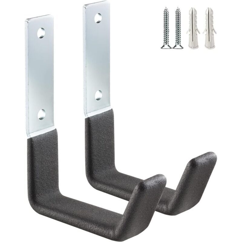 Hochleistungs-Stahlhaken, Aufbewahrungshaken für Garage, Gartengeräte-Organizer, Wandhaken, kleine U-förmige Haken (2er-Set)