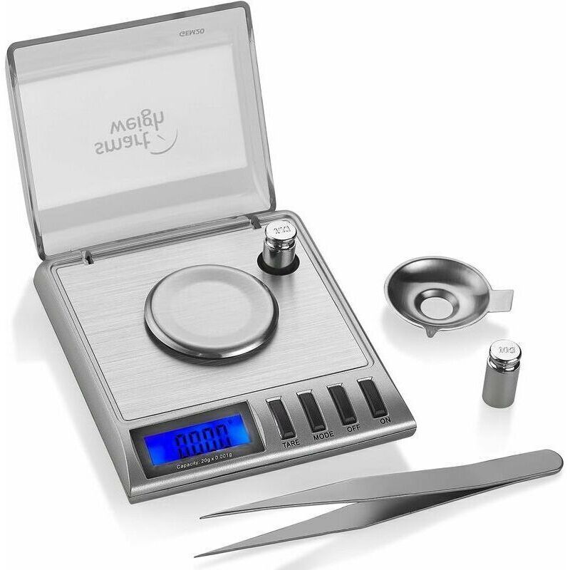 Hochpräzise digitale Smart-Waage (0,001–20 g). Ideal zum Wiegen von Edelsteinen, Schmuck und anderen Wertgegenständen.
