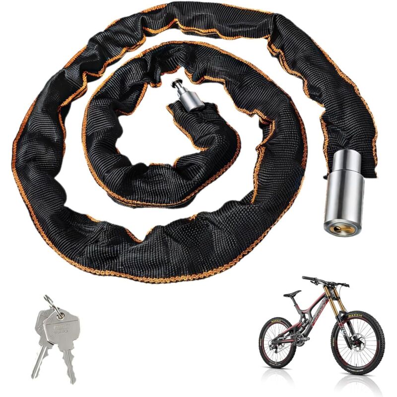 Hochsicherheits-Fahrradschloss (121 cm) mit Schlüsseln, Stahlkettenschloss, für Fahrräder, Motorräder und Elektroroller