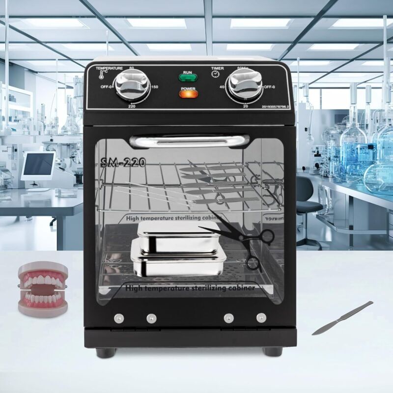 Hochtemperatursterilisator Autoklav Sterilisator mit Smart Funktion Heißluftsterilisator max. 220°C für Friseursalon, Spa, Nagelstudio,