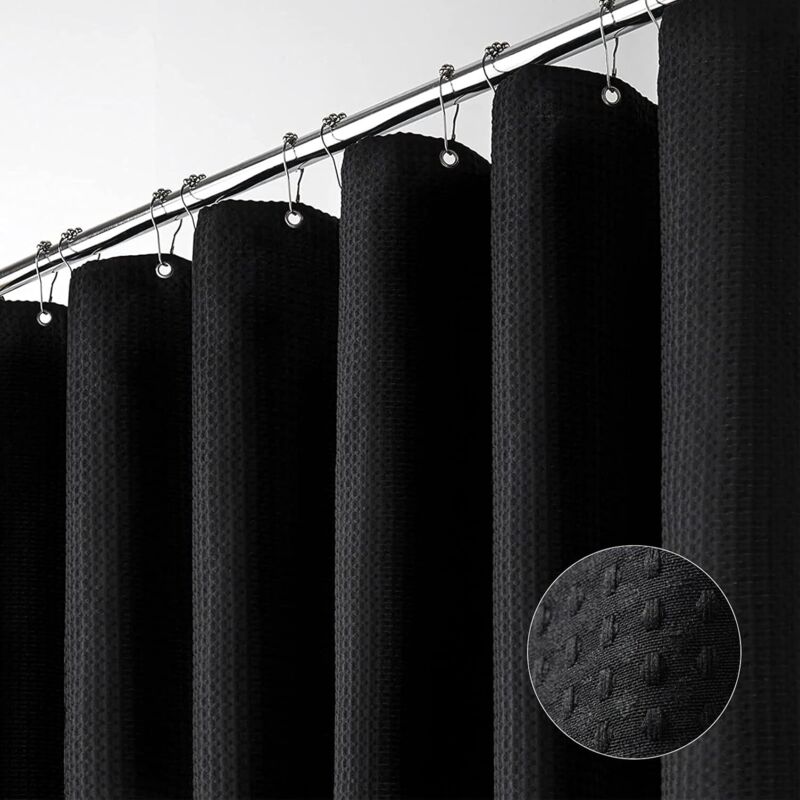 Hochwertiger Duschvorhang aus strapazierfähigem Stoff, luxuriöser Duschvorhang fürs Badezimmer, 1,8 m x 1,8 m, schwarz