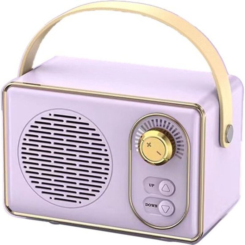 Hochwertiger Retro-Bluetooth-Lautsprecher – Bluetooth-Lautsprecher – Extrem lange Akkulaufzeit – Lila