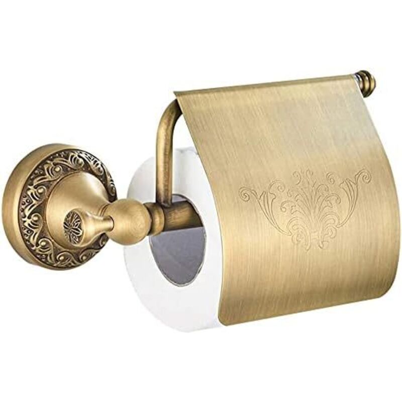 Support de Papier Toilette avec Couvercle en Laiton Qualité avec la Base Sculpté dans Le Style Antique Porte Papier Toilette de Couleur Bronze