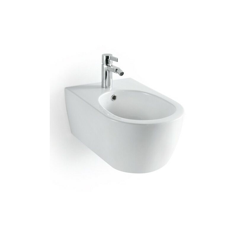 Hochwertiges Wand-Hänge-Bidet CH2019V - Optional mit Zubehör Inkl. Siphon, Ohne Ablaufgarnitur, Mit Bidet-Armatur 1238C