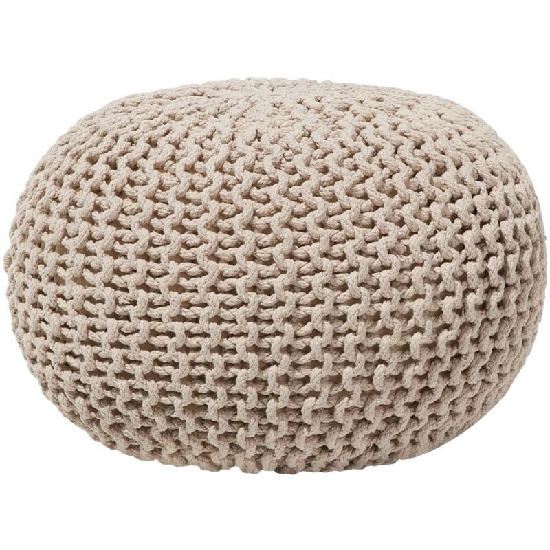 Beliani - Pouf Beige 100% Baumwolle Rund ⌀ 50 cm Elegant Modern