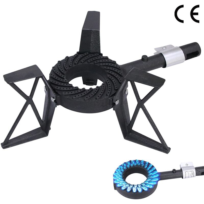 Hockerkocher 3 Bein Gaskocher 6,5KW Gasbrenner Campingkocher Gusseisen Stahl Gasherdplatte