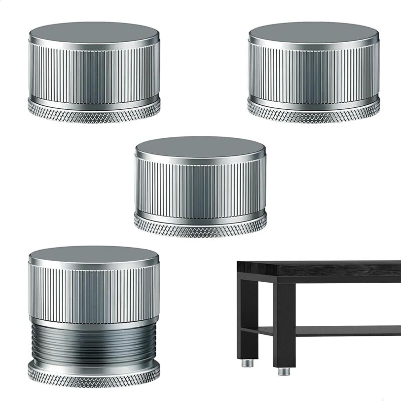 Höhenverstellbare Möbelfüße aus Metall, verstellbar von 2,3 bis 4,2 cm, geeignet für Tische, Schränke, Couchtische usw., 4er-Set, silberfarben.
