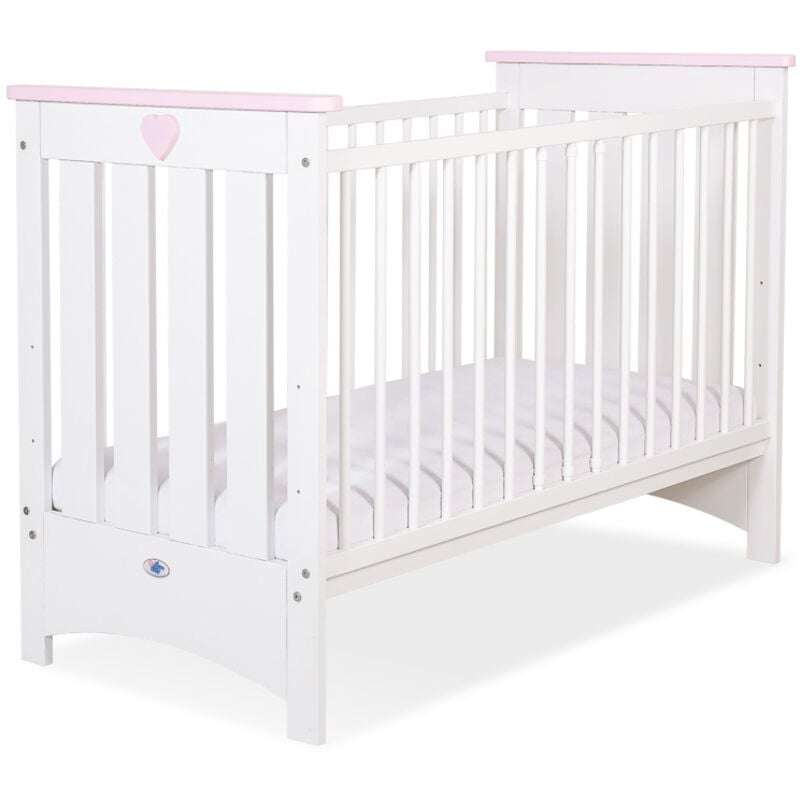 Holz-Babybett 120x60cm Lorenzo III weiß und rosa, mit Beißschutz