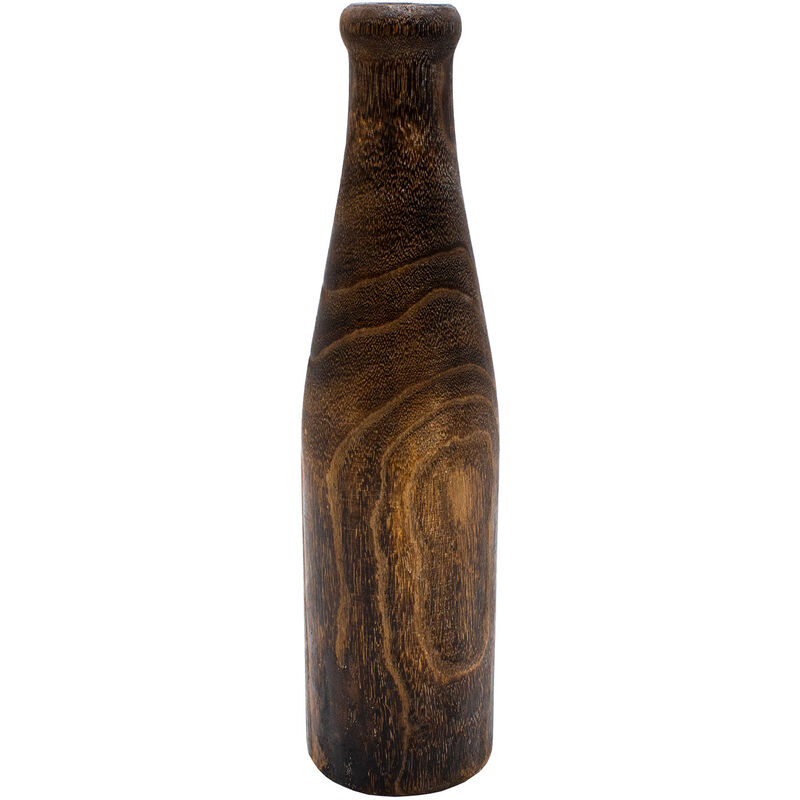 Holz Blumenvase xxl Flasche braun - 40 cm - Deko Vase für Kunstpflanzen - Tischdeko Fensterdeko für Pampasgras Trockenblumen