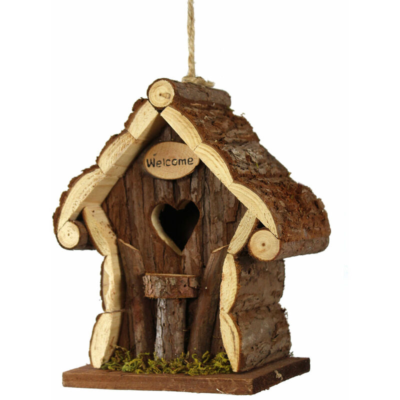 Spetebo - Deko Holz Vogelhaus 22x15cm - Vogel Häuschen zum hängen - Garten Deko Dekoration