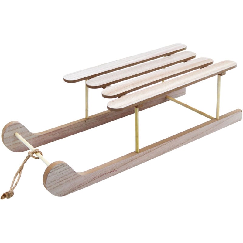 Holz Dekoschlitten natur mit Seil - 50 cm x 19 cm - Miniatur Deko Schlitten mit Naturkordel - Holzschlitten