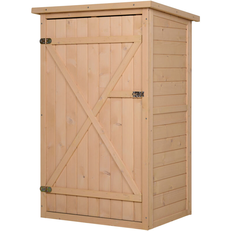 Holz-Gartenhaus mit Regalböden, Geräteschuppen und Lagerschrank aus Tanne, Naturholz, 75 × 56 × 115 cm