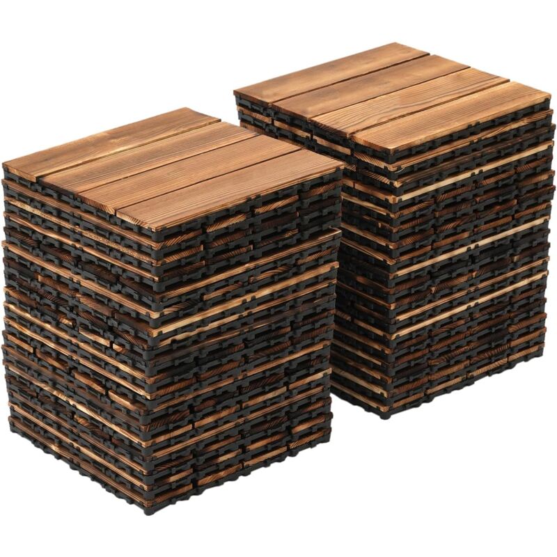 Holz-Kunststoff-Verbund-Terrassendielen, 12 'x 12' ineinandergreifende Terrassendielen, wasserdicht für Innen- und Außenbereich (36 Stück-Braun)