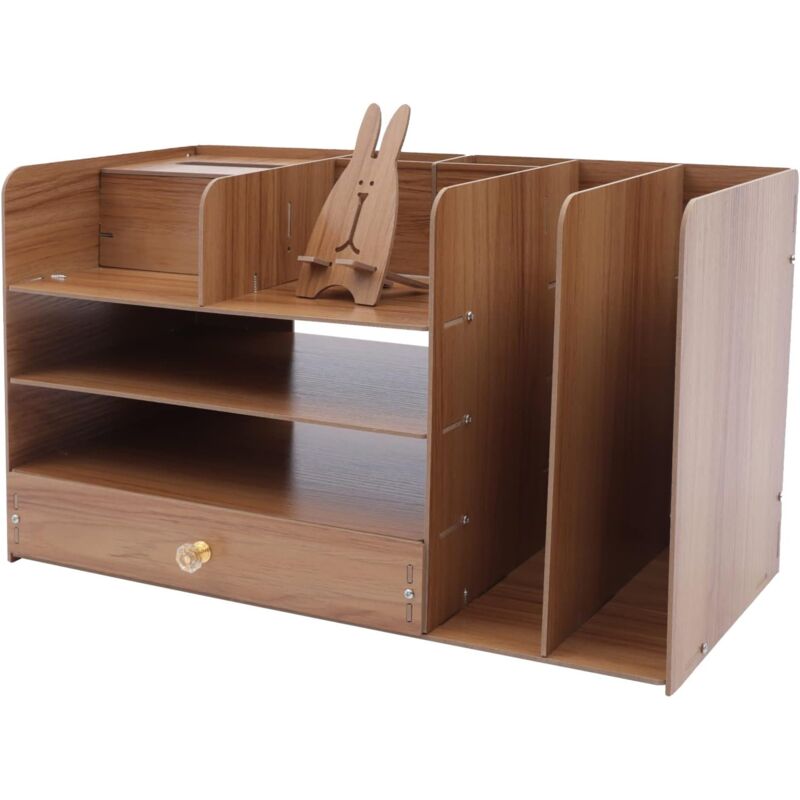Holz Schreibtisch Veranstalter mit Schubladen, Schreibtisch Organizer Briefablage A4 Tischorganizer Papierablage Ordnungssystem