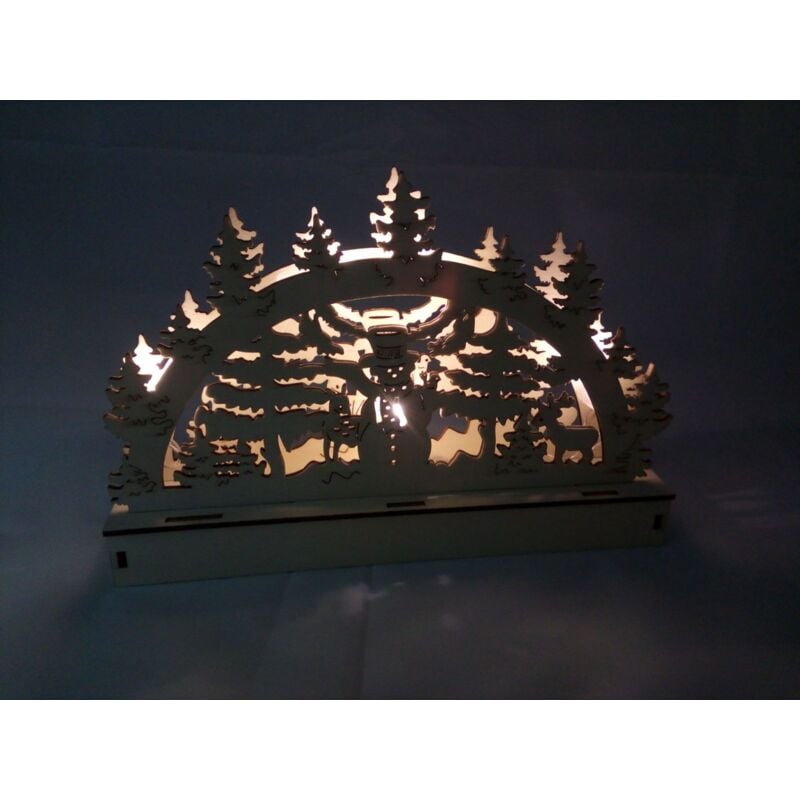 Buri - Holz-Schwibbogen 5 LEDs Lichterbogen Weihnachtsdeko Fensterdeko Adventsdeko - Schneemann mit Reh