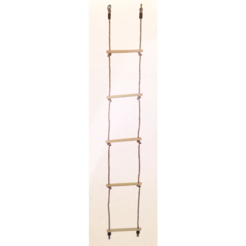 Buri - Holz Strickleiter Kletterleiter 5 Sprossen Kinderschaukel Kletterseil Spielturm