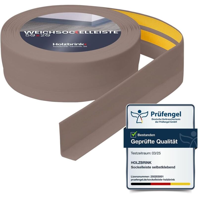 Weichsockelleiste selbstklebend pvc 50x20mm, 20 m Winkelleiste für Küchenarbeitsplatte, Bodenbelag Eckleiste selbstklebend Farbe: Cappuccino