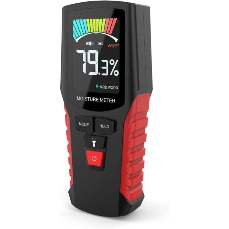 Holzfeuchtemessgerät – Feuchtigkeitsmesser für Brennholz, Wände, Böden und Baumaterialien – Misst die Holzfeuchte