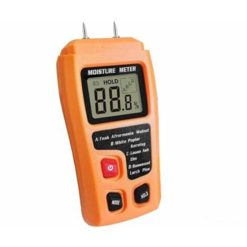 Holzfeuchtemessgerät - Feuchtigkeitsmesser für Holz - Für Brennholz, Kaminholz, Scheitholz - Gelb, TRIMEC