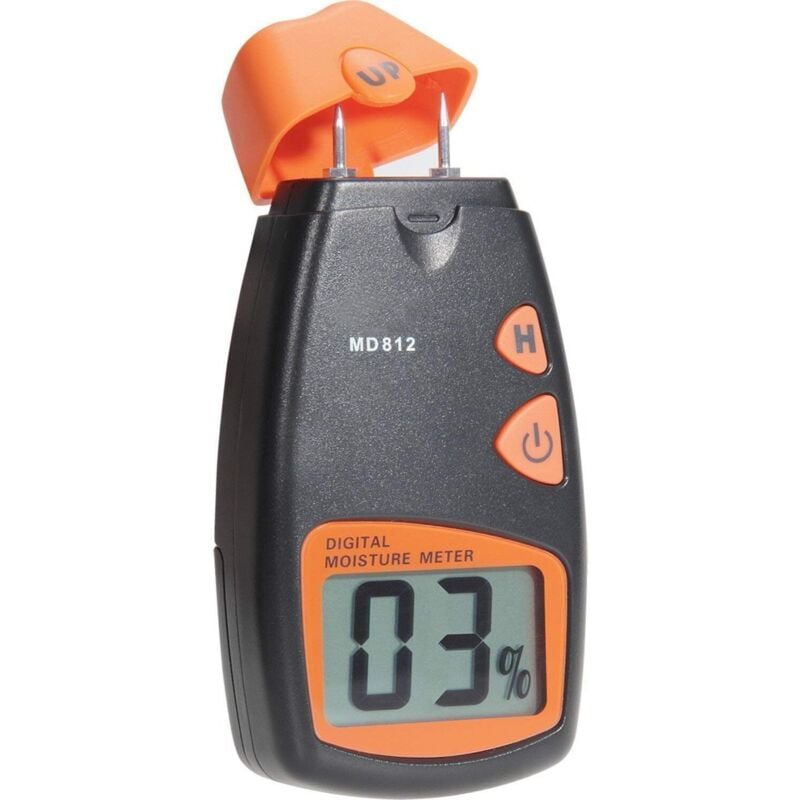 Holzfeuchtemessgerät, MD-812 Digitaler Feuchtigkeitstester - Holzfeuchtedetektor für Brennholz, 2-poliger Sensor (Bereich 5 % – 40 % relative