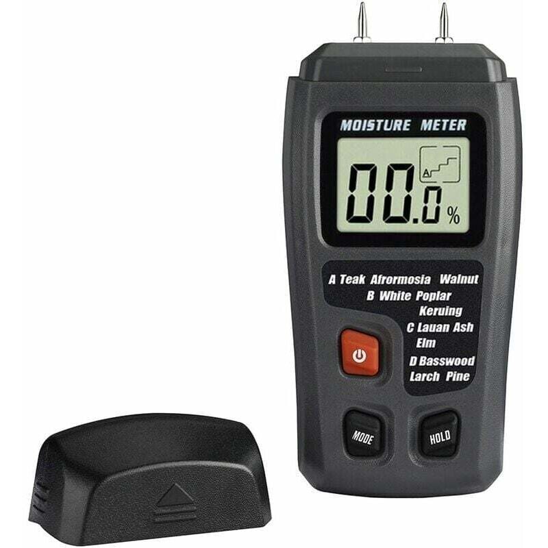 Holzfeuchtemessgerät Tester (ohne 9 V) Digital 2 Pin, 4 Modi LCD-Anzeige, Genauigkeit: ±0,5 % Holzfeuchtedetektor für Brennholz, Papier, Karton,