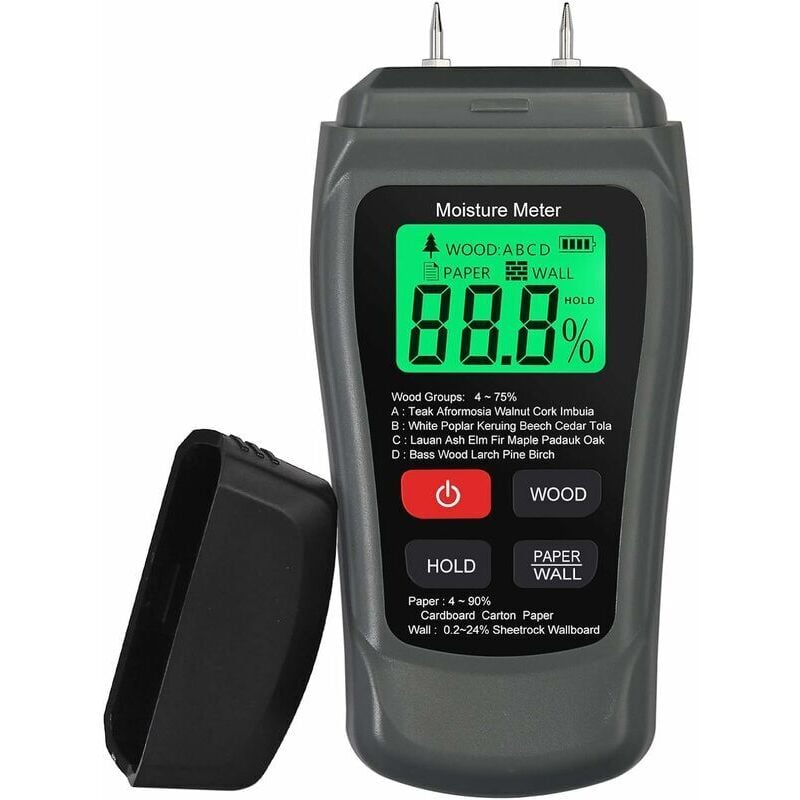 Holzfeuchtigkeitsmessgerät 0-90% Feuchtigkeitsmesser Papier Holz Wand Feuchtigkeitstester Detektor Feuchtigkeitsmessung für Holz Brennholz Karton