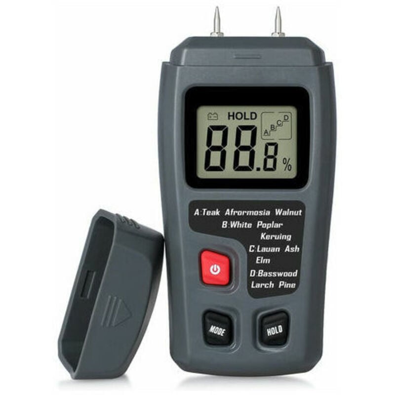 Holzfeuchtigkeitstester, Tragbarer Holzfeuchtigkeitsmesser, LCD-Feuchtigkeitstester zur Messung der Feuchtigkeit von Brennholz und Papier (ohne