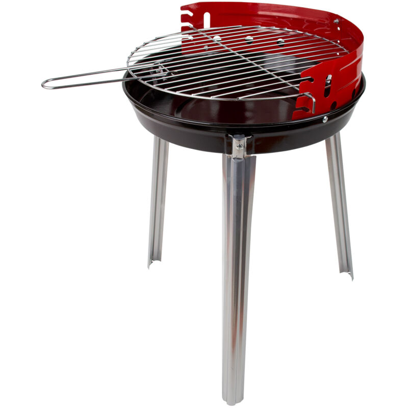 Holzkohle Rundgrill Standgrill Dreibein Grill Barbecue BBQ Lyon Ø 34 cm rot