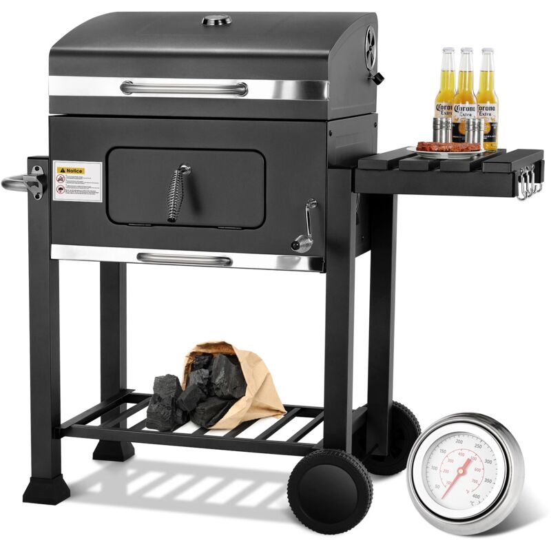 Liferun - Holzkohlegrill bbq Grill Smoker Standgrill Grillwagen Holzkohle Gartengrill