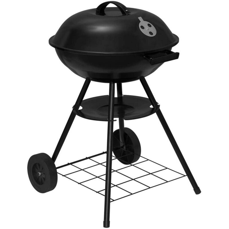 Holzkohlegrill Holzkohle Kugelgrill Standgrill mit Räder 44 73CM, Barbecue Grill für Garten Camping, Schwarz - Woltu