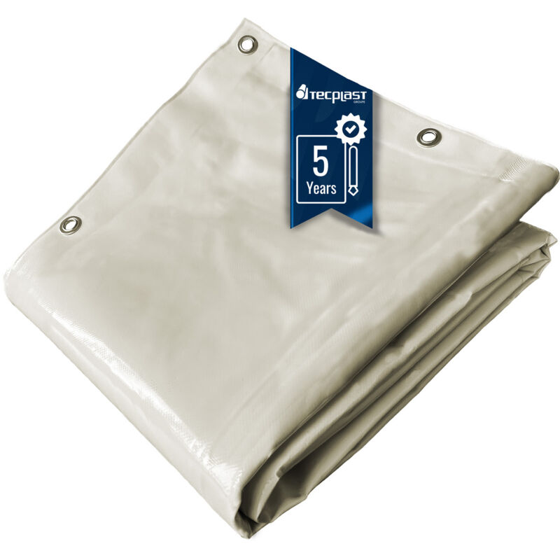 Holzplane 3x6 m Cremeweiss - 5 Jahre Garantie Tecplast LP506BO - Wasserdichte Schutzplane aus pvc für Brennholz