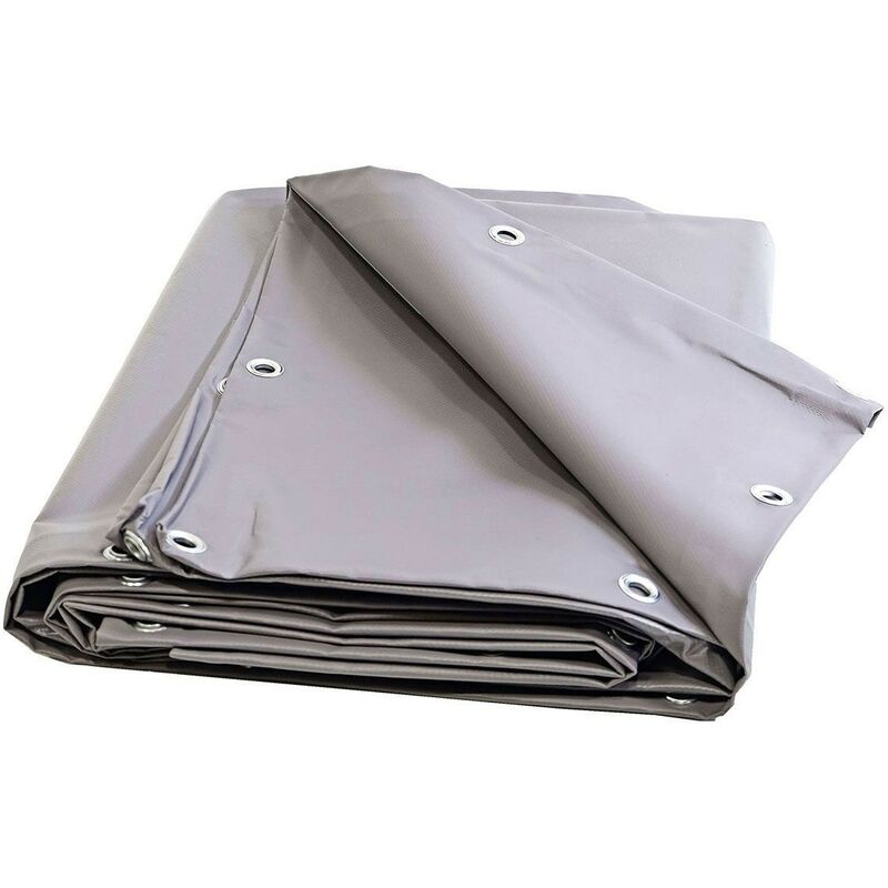 Holzplane 10x15m Grau - 10 Jahre Garantie Tecplast XP640BO - Wasserdichte Abdeckplane für Brennholz - Made in France