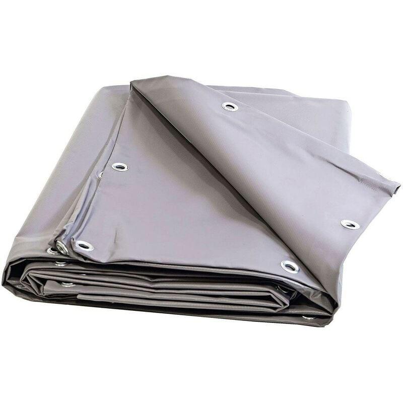 Holzplane 2x3m Grau - 10 Jahre Garantie Tecplast XP640BO - Wasserdichte Abdeckplane für Brennholz - Made in France