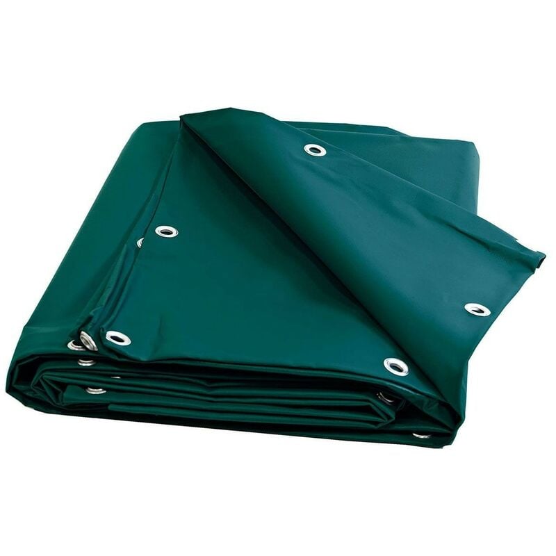 Holzplane 3x5m Grün - 10 Jahre Garantie TECPLAST - XP640BO - Wasserdichte Abdeckplane für Brennholz - Made in France