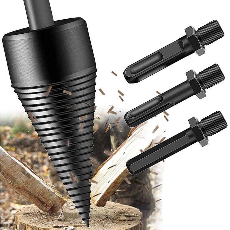 Holzspalter, 42-mm-Holzspalterbohrer, konischer Holzspalter für Holzbohrer und Holzfräser, langlebiges Spaltschraubenkegel-Holzhackwerkzeug mit 3