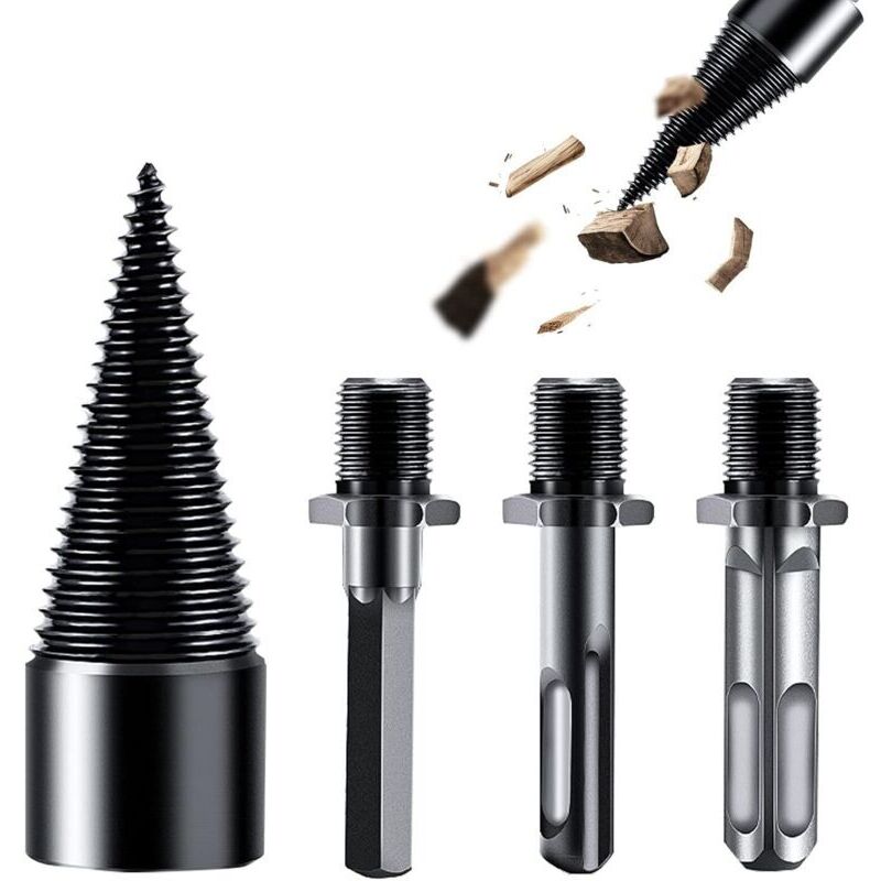 Holzspalter - 42 mm - Konische Schraube - Holzspalter - Spiralbohrer mit 3 Griffen - Holzspalter für den Hausgebrauch (42 mm)