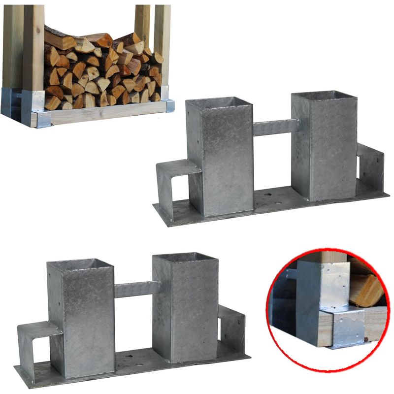 Baumarktplus - Holzstapelhilfe Stapelhilfe Holzstapelhalter Brennholz Kaminholzregal 2 Stück