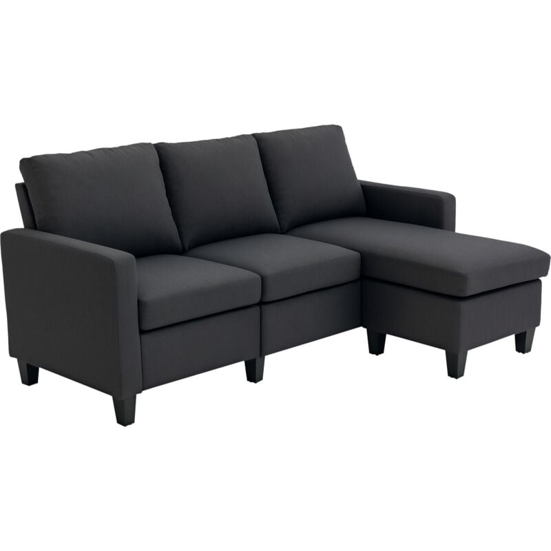 Homcom - Ecksofa mit Schlaffunktion, 3 Sitzer Sofa und Kissen, Eckcouch, L-Form Couch für Wohnzimmer, Schlafzimmer 197 x 139 x 91 cm, Leinen,