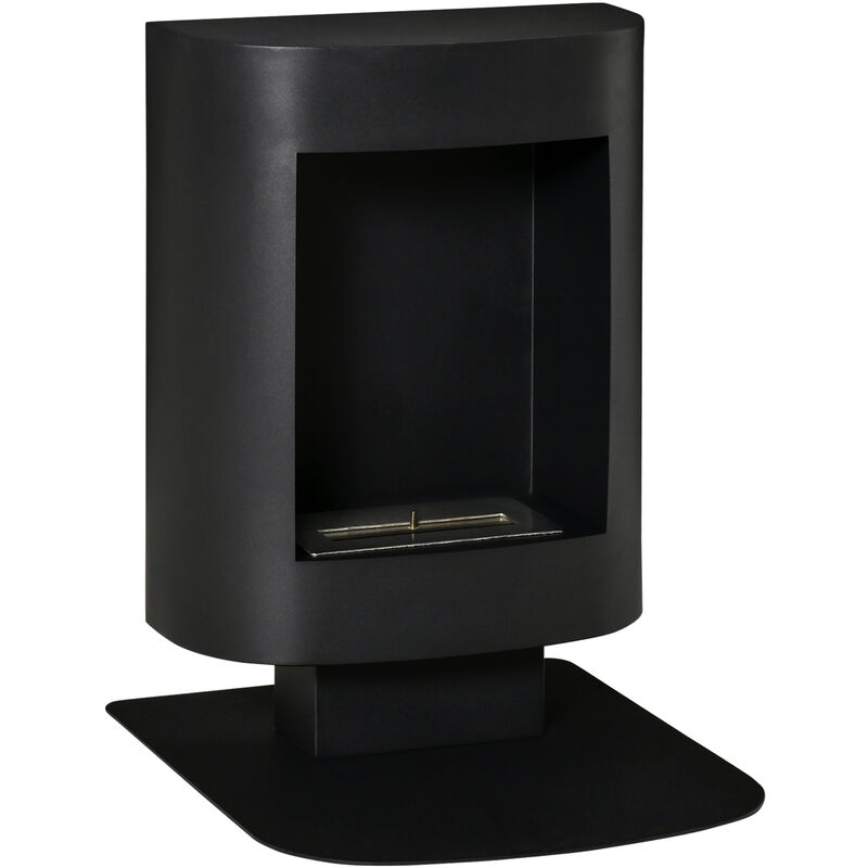 Homcom - Ethanol-Kamin Bio-Ethanol-Brenner 6800 btu 1,5L 3 Std. Brenndauer kein Rauch frei stehend einzigartig Stahl Schwarz 46,5 x 53 x 65 cm