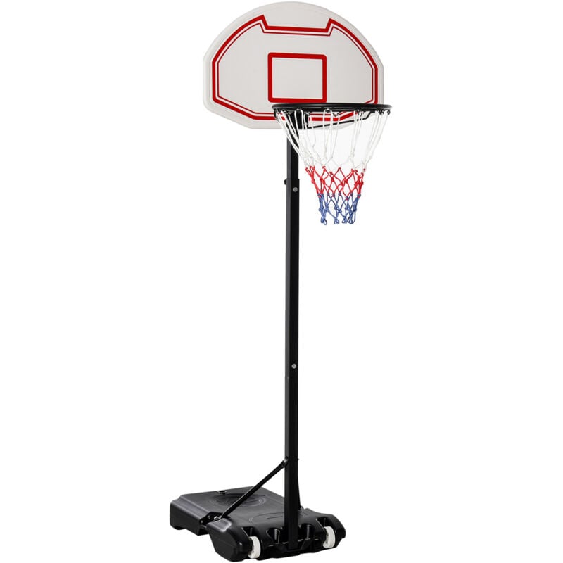 Homcom - Basketballkorb Outdoor mit Rollen 155-210 cm Höhenverstellbar, Transportable Basketballständer mit Rollen, Tragbar Basketballkorb PE+Stahl