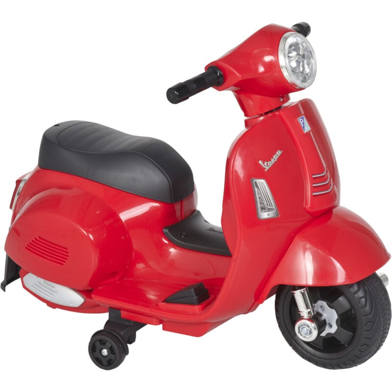 Homcom - Elektro Kindermotorrad Vespa Elektromotorrad mit LED-Licht, Sound, Kinder Elektro Motorrad für Kinder von 18-36 Monate Rot