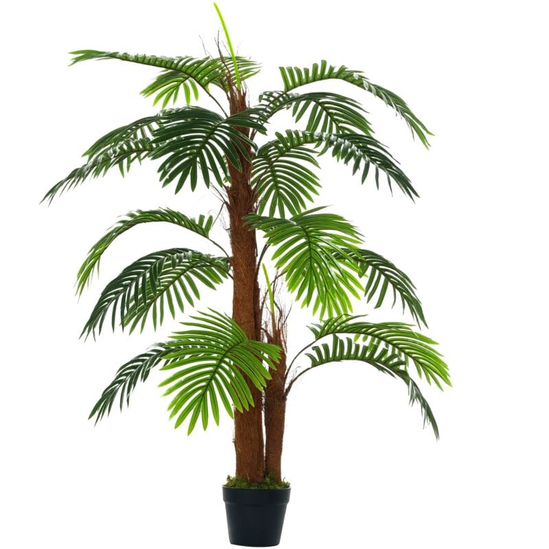 Outsunny - künstliche Pflanzen 120 cm künstlicher Palmen Palme Kunstpflanze Kunstbaum Kunstpflanzen im Topf Zimmerpflanze Dekopflanze Büropflanze