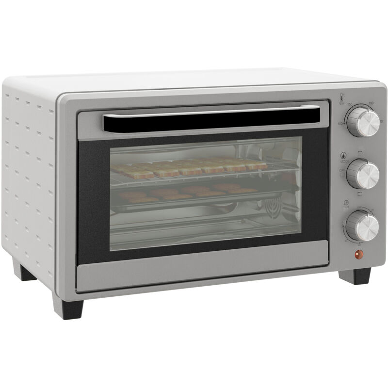Homcom - Minibackofen 21L 1400W 60 Min. Timer, Kleinbackofen mit 100 °C-230 °c einstellbar Temperatur Garzeit, Mini Ofen mit Backblech, Drahtgestell,