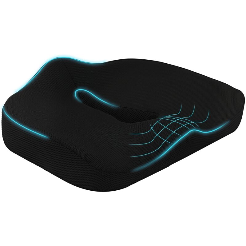 Orthopädisches Sitzkissen ergonomisches Sitzkissen aus Memory-Schaum Steißbeinkissen für Ischias, Bürostuhl, Autositz & Co., Schwarz - Homcom