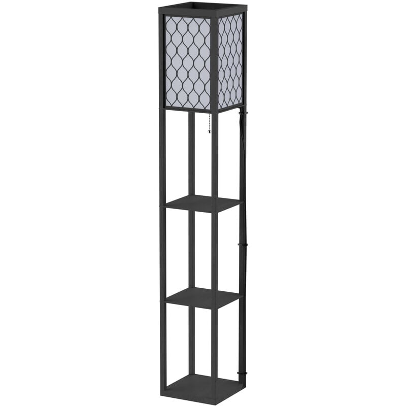 Stehlampe Wohnzimmer mit Regal, Stehleuchte Standleuchte mit E27 Fassung für Wohnzimmer Schlafzimmer, exkl. Glühbirne - Homcom