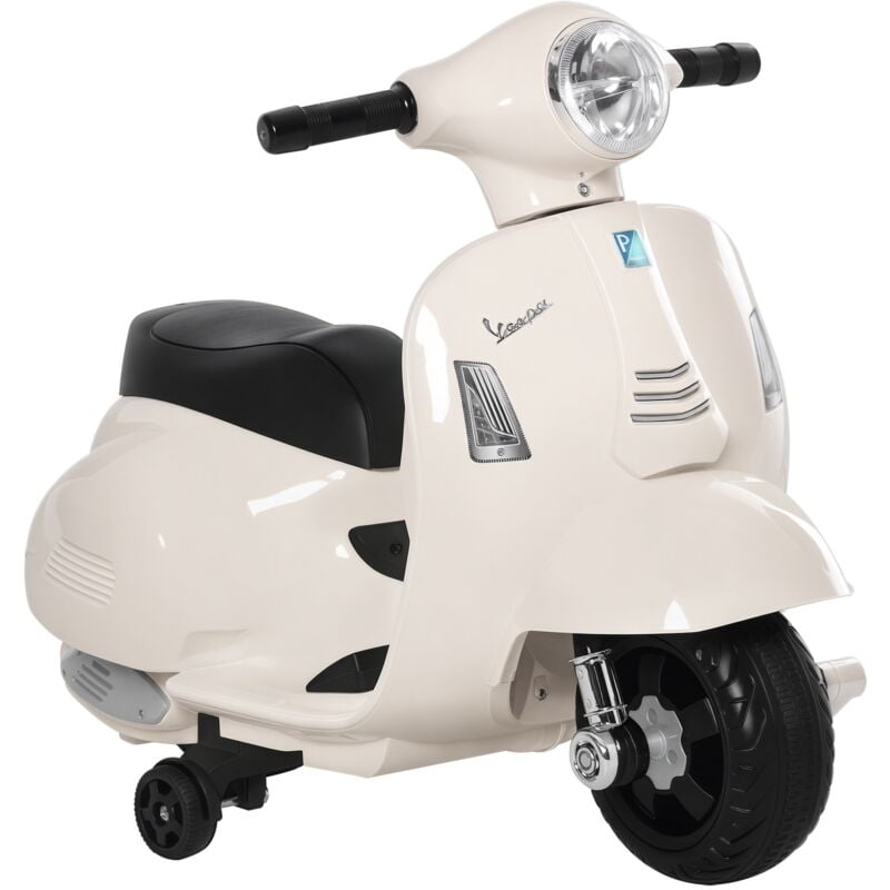 Homcom - Elektro Kindermotorrad Vespa Elektromotorrad mit LED-Licht, Sound, Kinder Elektro Motorrad für Kinder von 18-36 Monate Weiß