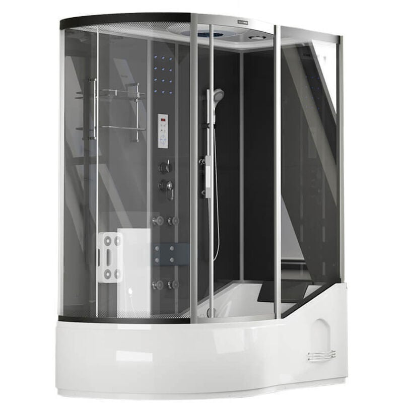 Duschkabine mit Badewanne allin 2IN1 Seitenauslage: Links, Farbe: Schwarz Dusche Duschkabine Fertigdusche Duschabtrennung - Home Deluxe