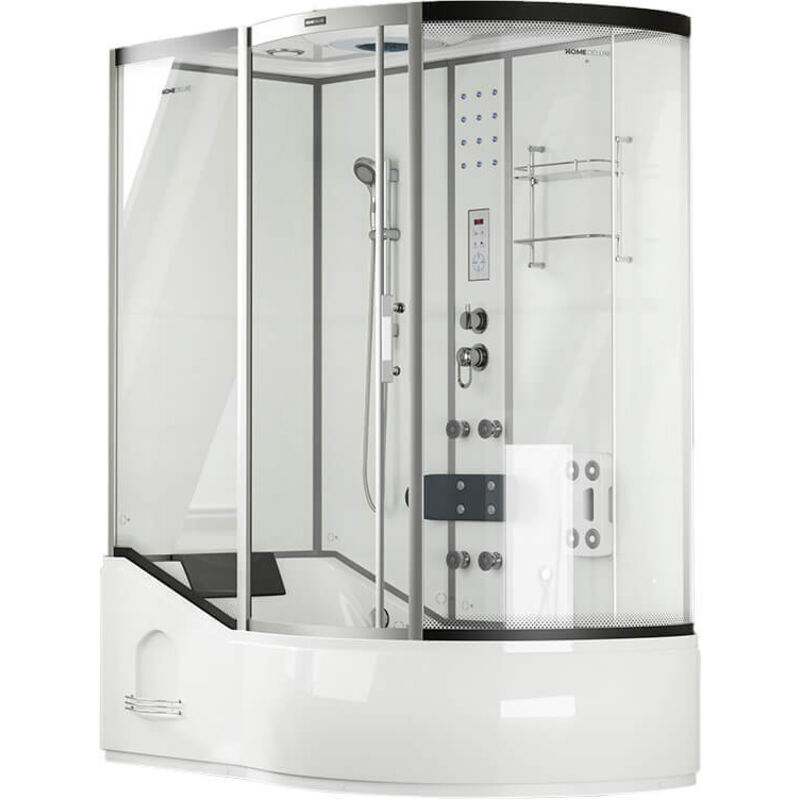 Duschkabine mit Badewanne allin 2IN1 Seitenauslage: Rechts, Farbe: Weiß Dusche Duschkabine Fertigdusche Duschabtrennung - Home Deluxe