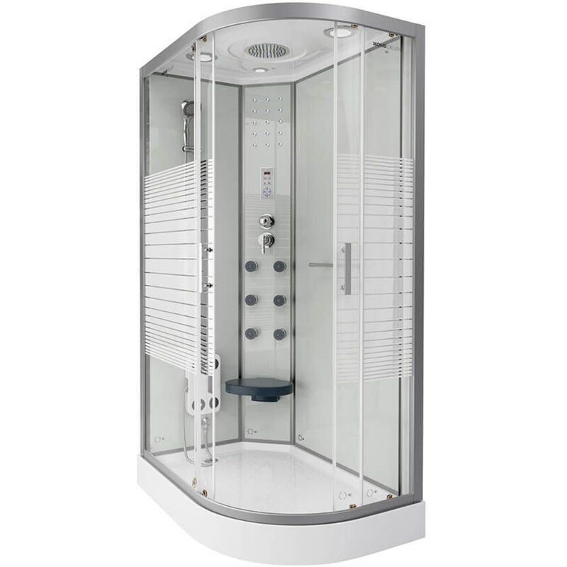 Duschkabine mit Wasserfall und Rückenmassage white pearl Farbe: Weiß, Größe: 120 x 80 cm Rechts Dusche Duschkabine Duschtempel Duschabtrennung - Home