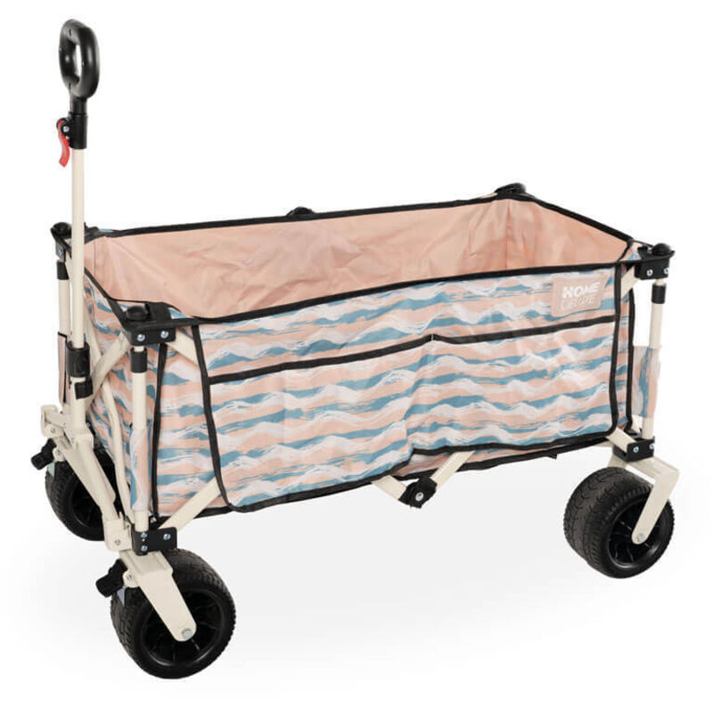 Home Deluxe - Bollerwagen faltbar jola - Beige/Blau faltbarer Bollerwagen, klappbarer Bollerwagen, Transportwagen